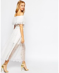 Darccy Vintage Boho Lace Off Shoulder Maxi Dress