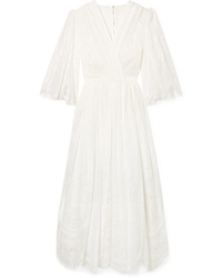 Dolce & Gabbana Wrap Effect Cotton Blend Lace Midi Dress