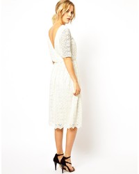 Asos Midi Lace Dress With Wrap Back