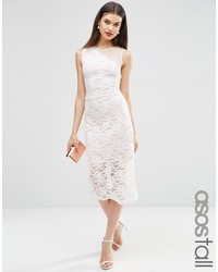 Asos Tall Asos Tall Lace Placed Scallop Hem Midi Dress