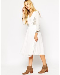 Asos Collection Midi Skater Dress With Crochet Inserts