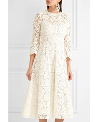 Valentino Corded Cotton Blend Guipure Lace Midi Dress Ivory