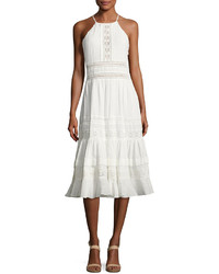 Rebecca Taylor Gauze Lace Sleeveless Midi Dress White