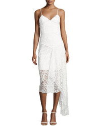 Milly Gisele Lace Midi Dress W Side Cascade White