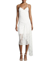 Milly Gisele Lace Midi Dress W Side Cascade White