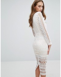 Missguided High Neck Structured Lace Midi Dress