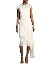 Milly Margaret Cap Sleeve Floral Lace Cocktail Dress White