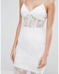 Naanaa Corset Detail Midi Dress In Lace With Pephem