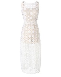 Olivia Palermo Chelsea28 Patchwork Lace Midi Dress Size 12 White