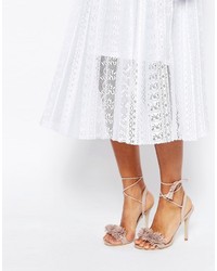 Asos Pleated Lace Midi Skirt