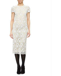 Burberry Prorsum Short Sleeve Floral Lace Midi Dress White, $3,095 | Neiman  Marcus | Lookastic