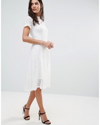 Goldie Romantics Ivory Lace Flared Midi Dress With Separate Ivory Slip