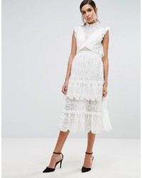 Three floor Tiered Midi Lace Dress