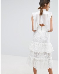 Three floor Tiered Midi Lace Dress