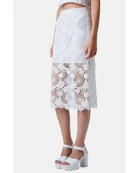White Lace Midi Skirt