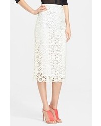 BURBERRY PRORSUM Embroidered Lace Midi Skirt