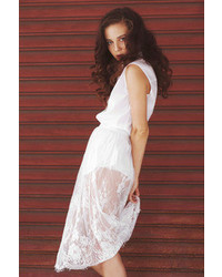 Nu New York Elongated Lace Midi Skirt