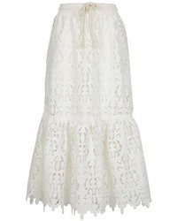 See by Chloe See By Chlo Floral Embroidered High Rise Lace Midi Skirt