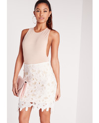 Missguided Scallop Hem Lace Mini Skirt White
