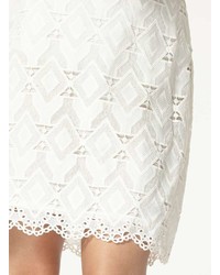 White Aztec Lace Mini Skirt