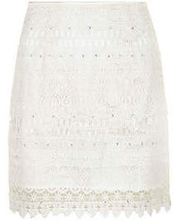 Izabel London White Crochet Lace Mini Skirt