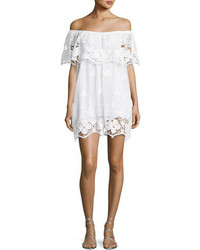 Miguelina Angelique Tropical Scallop Lace Coverup Dress White