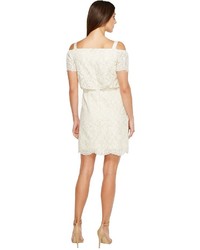 Adrianna Papell Ella Mosaic Lace Off The Shoulder Sheath Dress With Blouson Bodice Dress