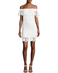 Romeo & Juliet Couture Off The Shoulder Lace Overlay Dress White