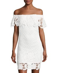 Romeo & Juliet Couture Off The Shoulder Lace Overlay Dress White
