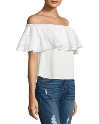 Rachel Roy Lace Gathered Off Shoulder Top
