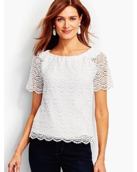 Talbots Lace Off The Shoulder Tee