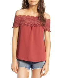 WAYF Lace Off The Shoulder Top