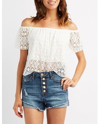 Charlotte Russe Lace Off The Shoulder Top