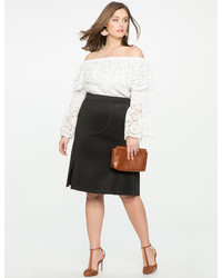 ELOQUII Lace Overlay Off The Shoulder Blouse