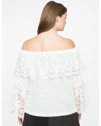 ELOQUII Lace Overlay Off The Shoulder Blouse