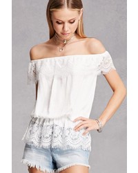 Forever 21 Lace Trim Off The Shoulder Top