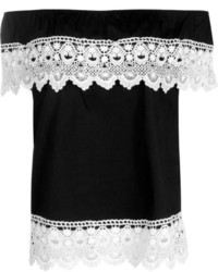 Boohoo Molly Off The Shoulder Lace Trim Top