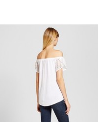 Merona Off The Shoulder Lace Sleeve Top
