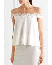 Rime Arodaky Carla Off The Shoulder Lace Trimmed Crepe Top White