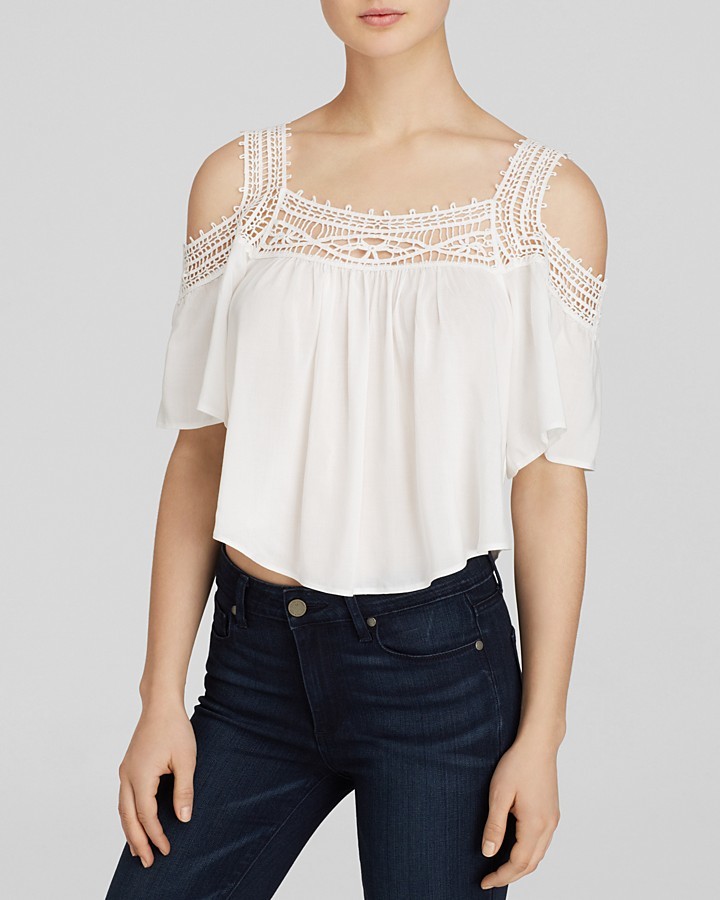 Lush Top Lace Off The Shoulder Crop, $48, Bloomingdale's