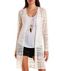 Charlotte Russe Long Sleeve Lace Duster Cardigan
