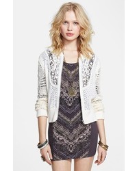 Free People Sun Storm Crocheted Lace Cardigan Ivory Combo Small
