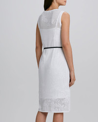 Carmen Marc Valvo Car By Belted Lace Dress