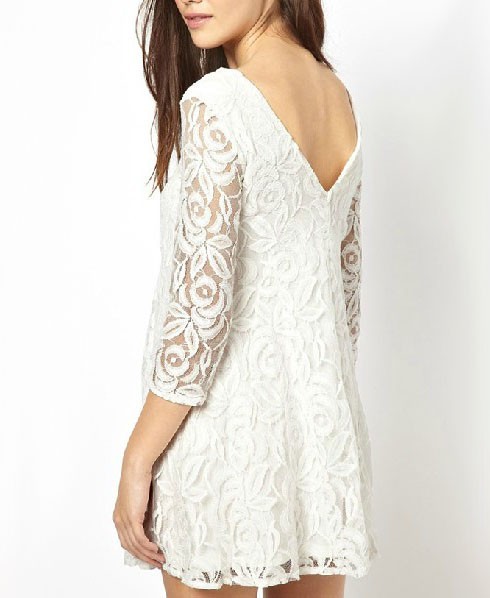 ChicNova White Wavy Peplum Lace Dress, $25 | ChicNova | Lookastic