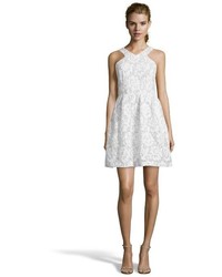 Ivy & Blu Ivy Blu White Floral Lace Halter Fit And Flare Dress