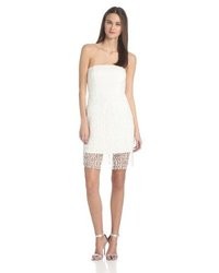 Aryn K Tube Dress With Lace Overlay