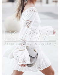 White Long Sleeve Crochet Lace Dress