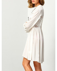 White Long Sleeve With Lace Dress