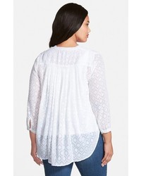 Lucky Brand Jacquard Peasant Top
