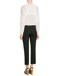 The Kooples Peasant Blouse With Lace Inlay